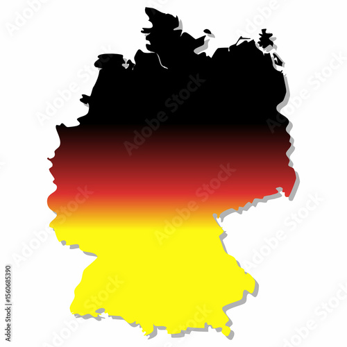 This image shows the map silhouette of Germany filled with a gradient of the German national flag colors: black, red, and yellow.


