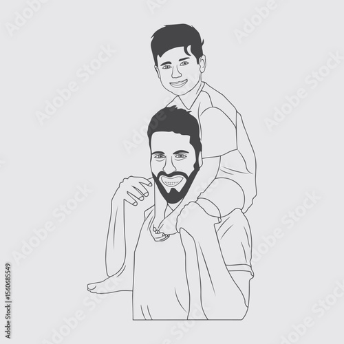 Vector of father with son happy fathers day background isolated on white 