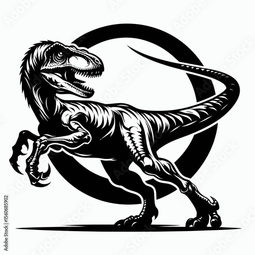 Velociraptor in a Hunting Stance Ready to Strike