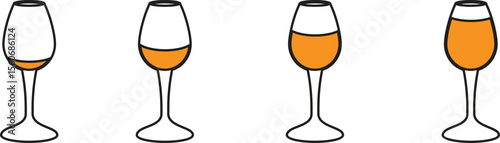 Beer and wine glass set for party celebration with drinks and crystal mugs on white background