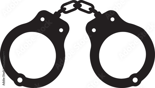 Black Silhouette Locked Handcuffs Metal Chain Criminal Justice Security Icon Symbol vector