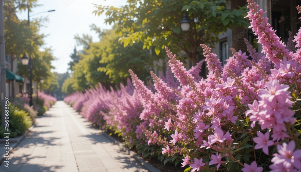 Obraz premium Syringa vulgaris and Nerium oleander frontal street