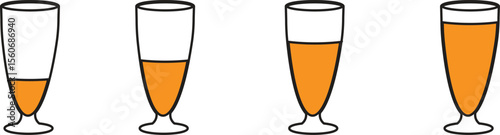 Beer and wine glass set for party celebration with drinks and crystal mugs on white background