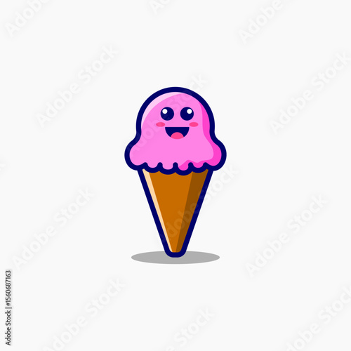Cartoon character ice cream cute vector illustration