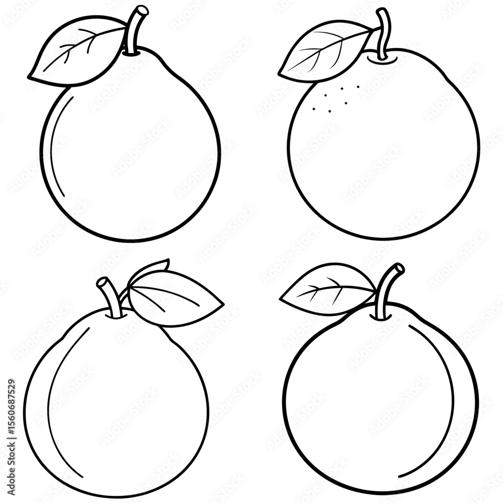 Obraz premium Guava Icon – Tropical Fruit Line Art, Outline Vector Illustration