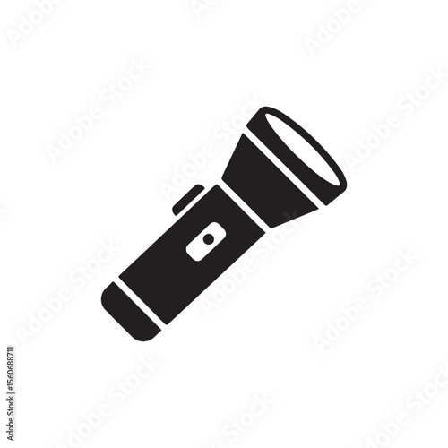 Hunter Flashlight Solid Flat Vector Icon Isolated on White Background