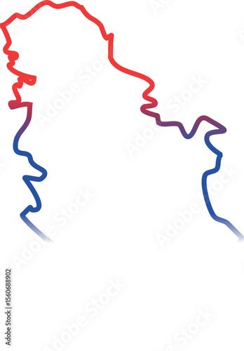 This image displays the map of Serbia filled with the national flag colors—red, blue, and white—and features the Serbian coat of arms prominently in the center.