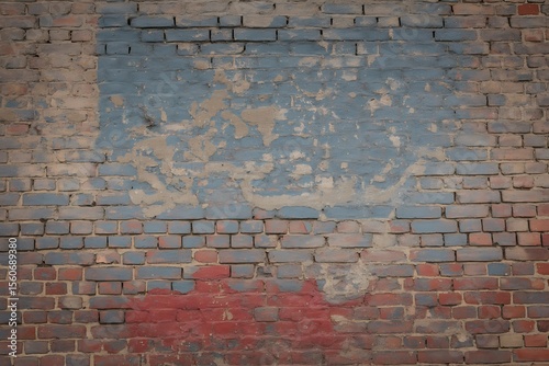 Distressed Brick Wall Texture with Faded Paint Grunge Background