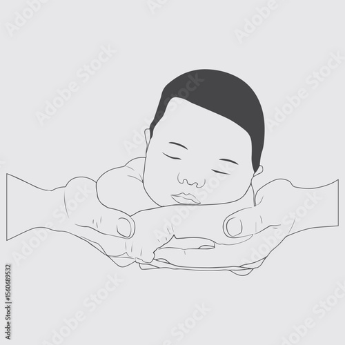 Newborn baby in mothers arms world prematurity day illustration