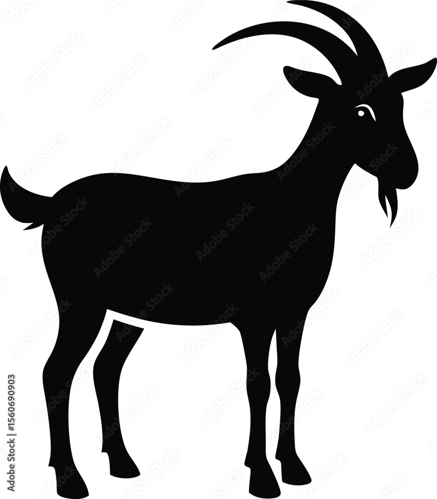 Fototapeta premium Goat Silhouette Vector with white background and editable