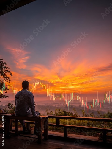 A man walking on the road, choosing the way, the correct way, sunset, men worried, men setting, down