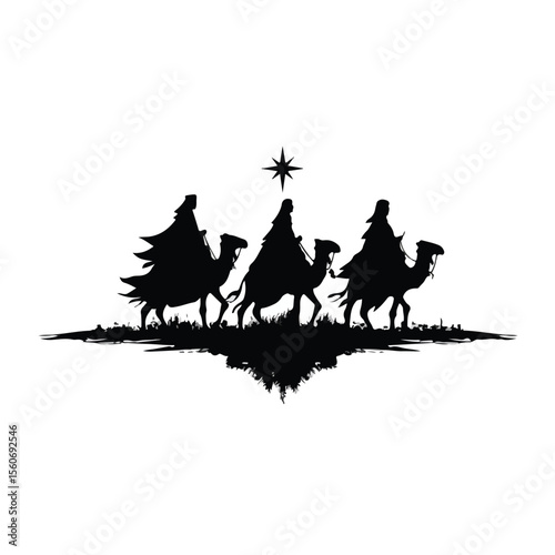 bethlehem star silhouette set, Black & White silhouette set