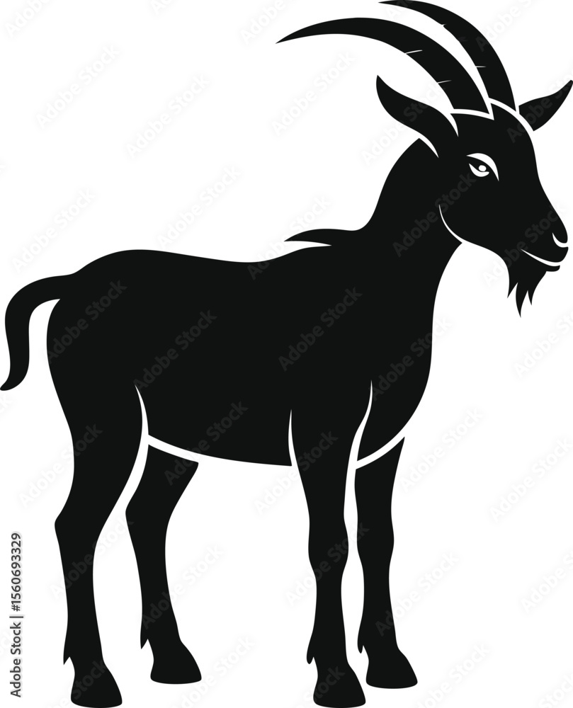 Fototapeta premium Goat Silhouette Vector with white background and editable