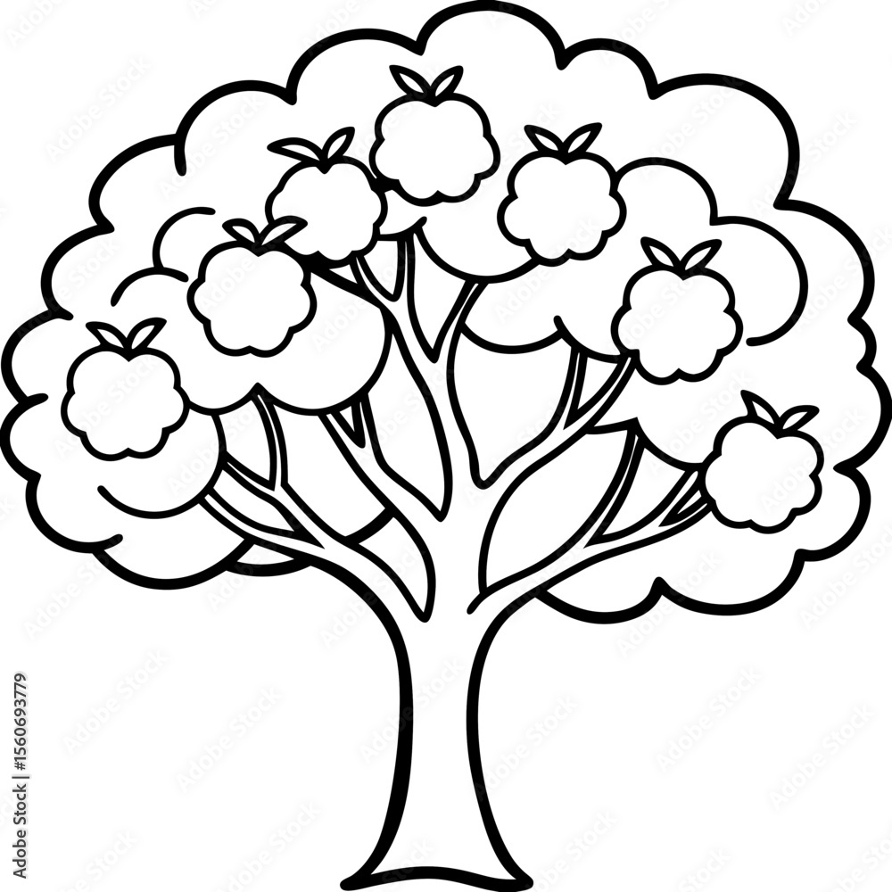 Fototapeta premium Apple Tree line art vector