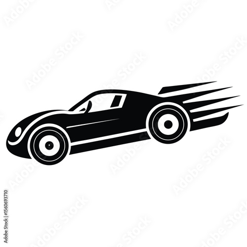 Sleek Black Sports Car Design Concept Dynamic Motion and Aerodynamic Styling for Speed Automotive Innovation and Modern Transportation Icon