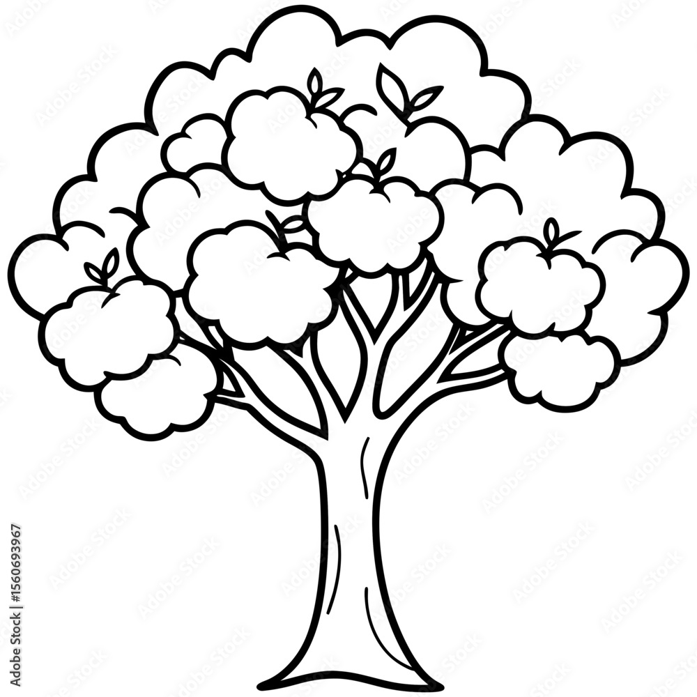 Fototapeta premium Apple Tree line art vector