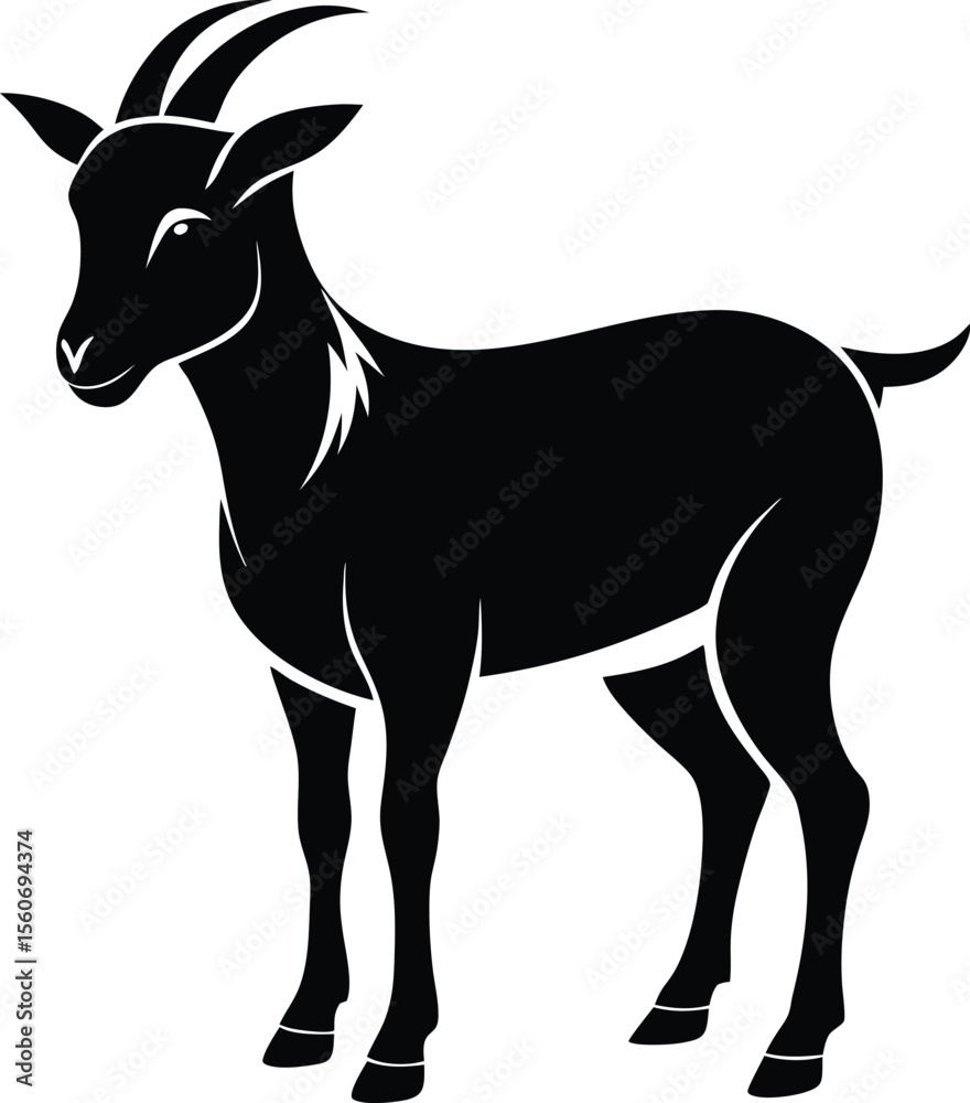 Fototapeta premium Goat Silhouette Vector with white background and editable