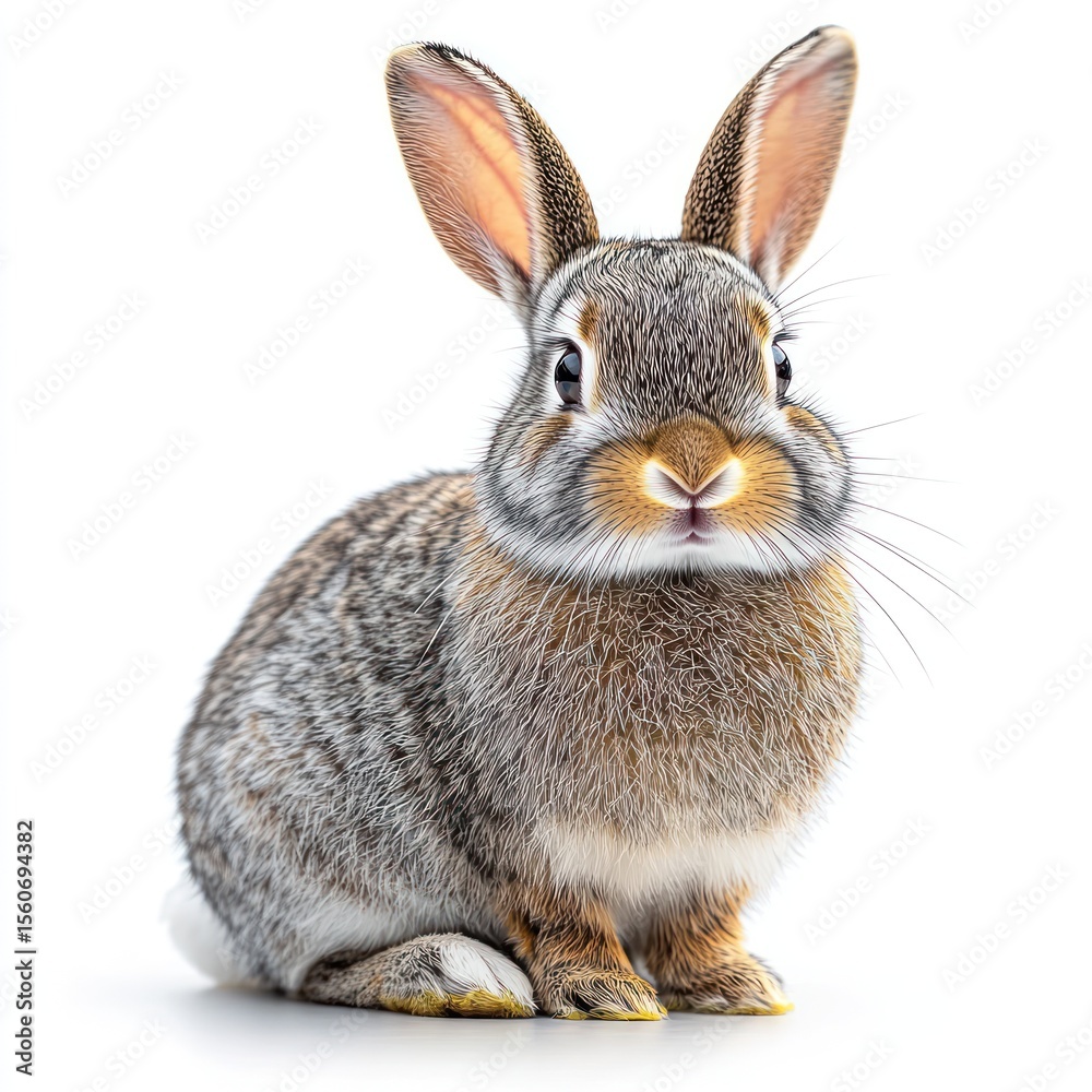 Obraz premium Cute rabbit sitting calmly while showcasing its fluffy fur and expressive features