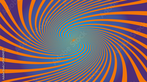 Vibrant hypnotic swirl with orange and blue spiral pattern
