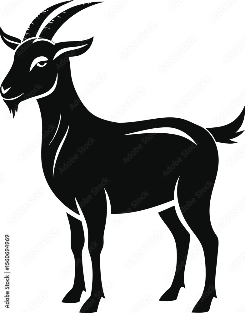 Fototapeta premium Goat Silhouette Vector with white background and editable