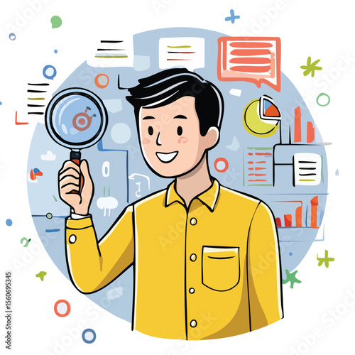 Office workers looking at board with graphs and charts - teamwork, report presentation. Vector,achievement, believe, brainstorm, conference, corporate, crisis, graph, graphic, infographic, job, 