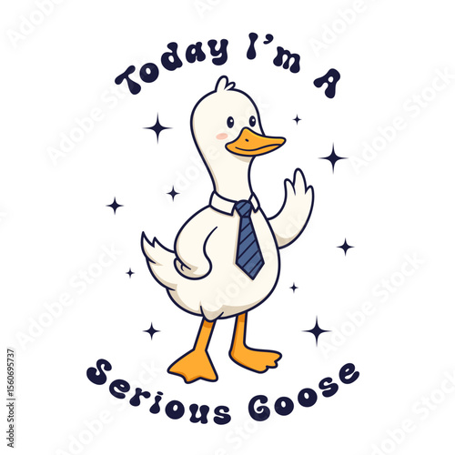 Cute Goose in Office Tie – Professional Cartoon Animal Mascot Illustration
