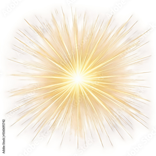 Golden Light Burst Bright Radiating Starburst Effect, Glowing Rays