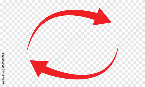 Curved Blue Arrow Pointing Upwards,Red Circular Arrows Indicating Rotation and Cycle,
