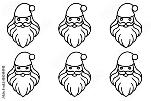 Santa Beard Collection Minimalist Line Art Set