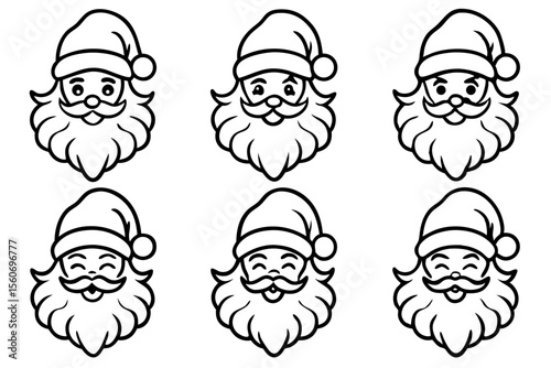 Santa Beard Collection Minimalist Line Art Set
