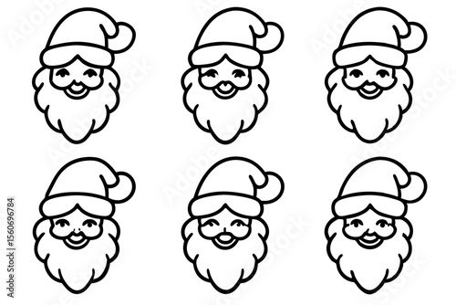 Santa Beard Collection Minimalist Line Art Set