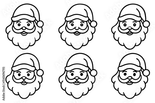 Santa Beard Collection Minimalist Line Art Set
