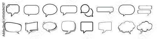  icon set many different speech bubbles cloud