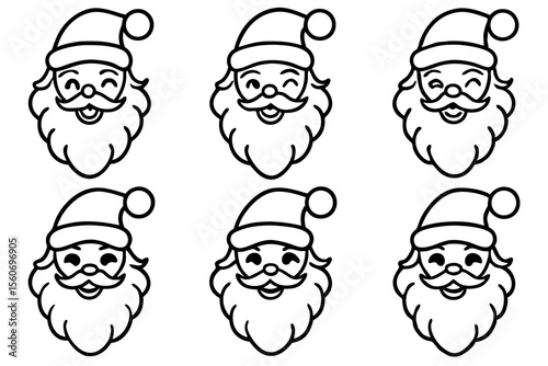 Santa Beard Collection Minimalist Line Art Set
