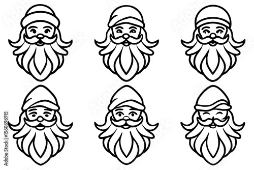 Santa Beard Collection Minimalist Line Art Set