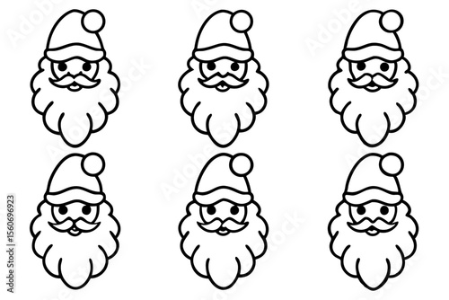Santa Beard Collection Minimalist Line Art Set