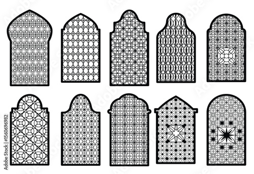  islamic ornamental windows arabic window arch traditional oriental religious decor elements beautiful