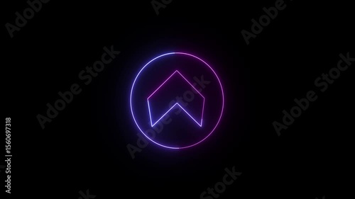 neon-style graphic of an upward-pointing arrow enclosed within a circle, often used to symbolize progress, growth, or direction
