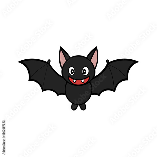 Cute bat with smile vector art illustration
