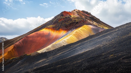 mountain, landscape ,blue, sky , white, clouds