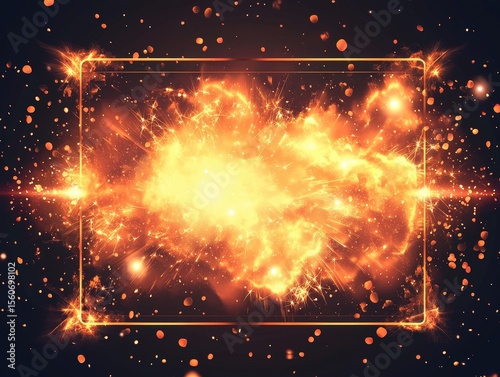 Dramatic explosion visuals digital art abstract background floating sparks