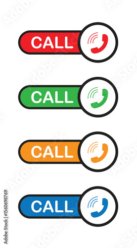 set of call button vector, emergency hotline icon