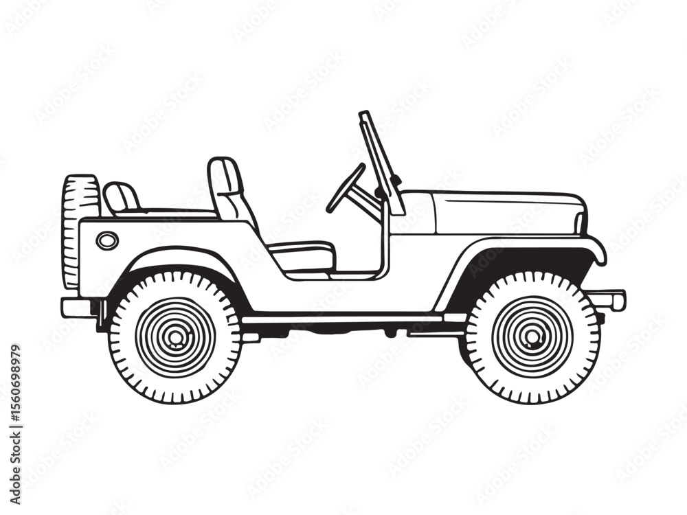 Naklejka premium Off road car illustration side view