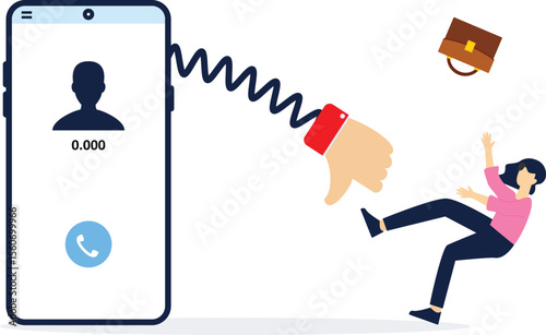 Customer complaints or bad reputation, disappointment from mistake or failure, underperform, negative and dissatisfaction concept, tried businessman carry heavy thumb down symbol on his shoulder.

