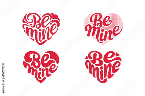 Heart shaped be mine calligraphy designs for valentine s day