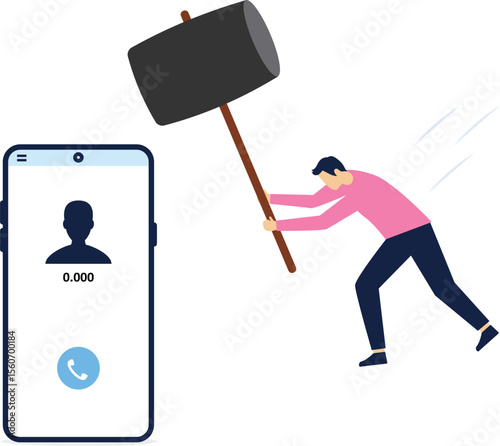 Confused businesswoman away from furious complaint telephone from customer or client. Customer complaints, dissatisfaction from product or service problems, angry feedback from clients.

