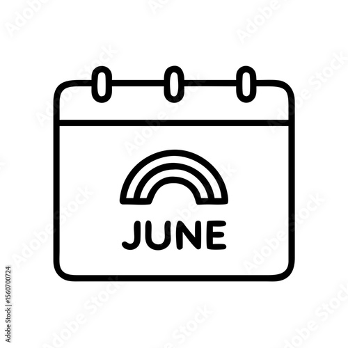 June calendar icon with rainbow symbol