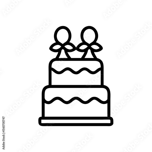 A beautiful wedding cake icon, perfect for celebrating love and union, it's a symbol of happiness and sweetness
