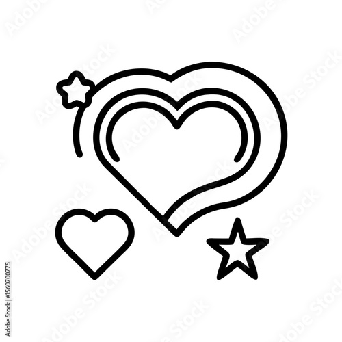 A simple illustration of love, with hearts and stars. Expressing affection and joy, suitable for various design projects