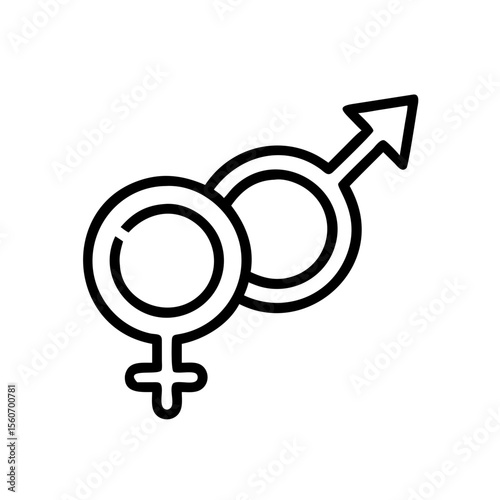 Male and female gender symbols intertwined, representing unity and partnership.